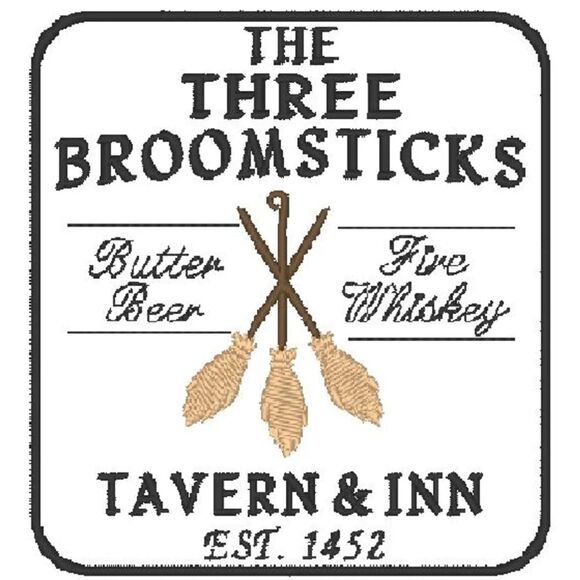 Three Broomsticks Iron-On Embroidered Patch - Picture 1 of 1